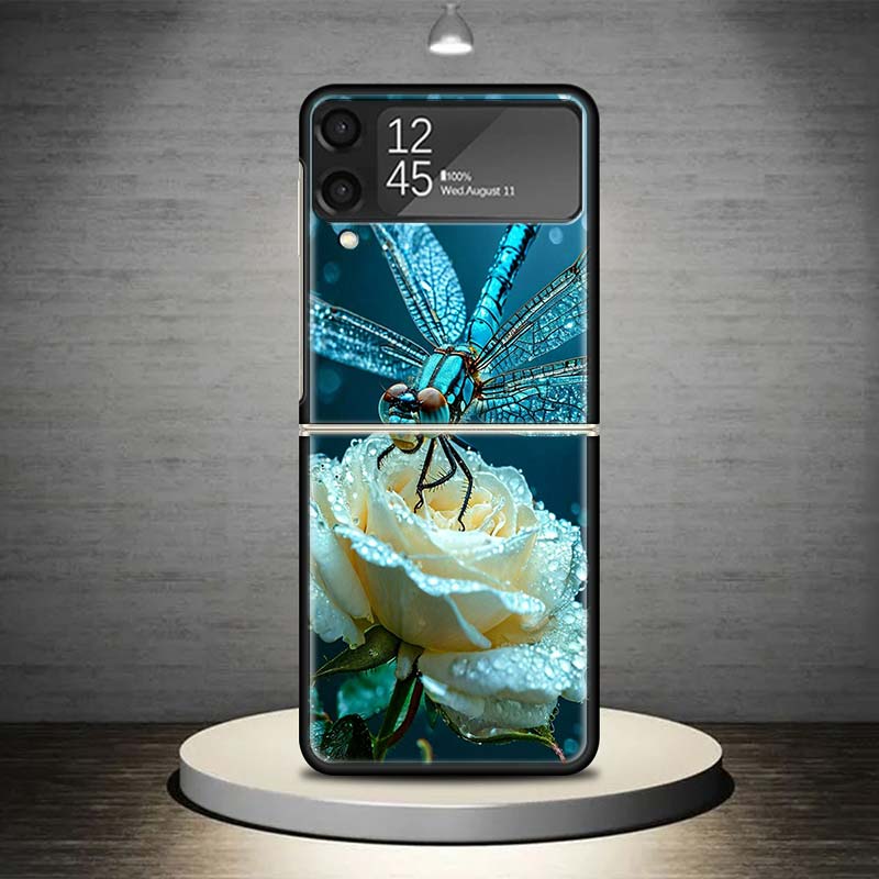 Beautiful Dragonfly Enthusiasts Phone Case For Samsung Galaxy Z Flip 7 6 5 4 3 5G Shockproof Cover Z Flip7 Flip6 ZFlip5 Flip3 Fl