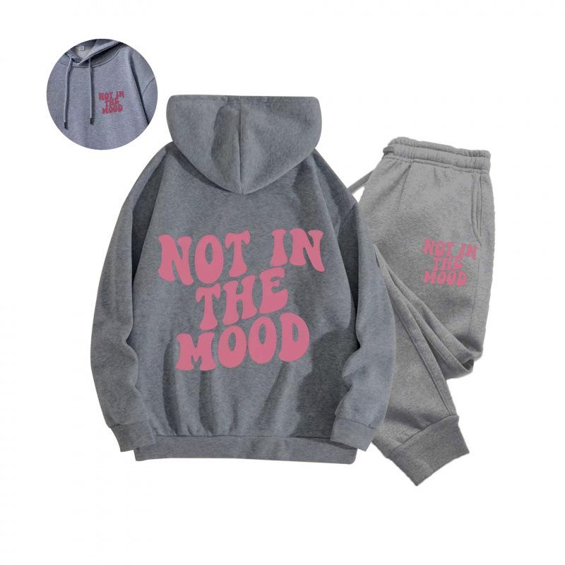 Unisex American Style Velvet Hoodie Set with Letter Print