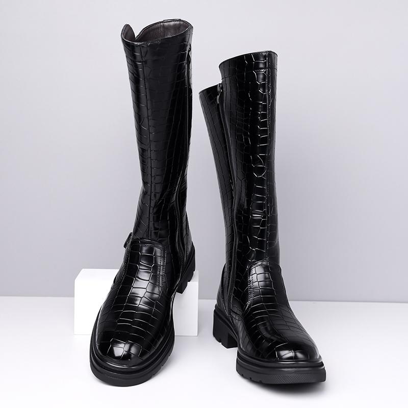 Men’s Motorcycle Boots Western Boots Black Jockey Boots Casual Brown Street Style Cool High Boots Plus Size