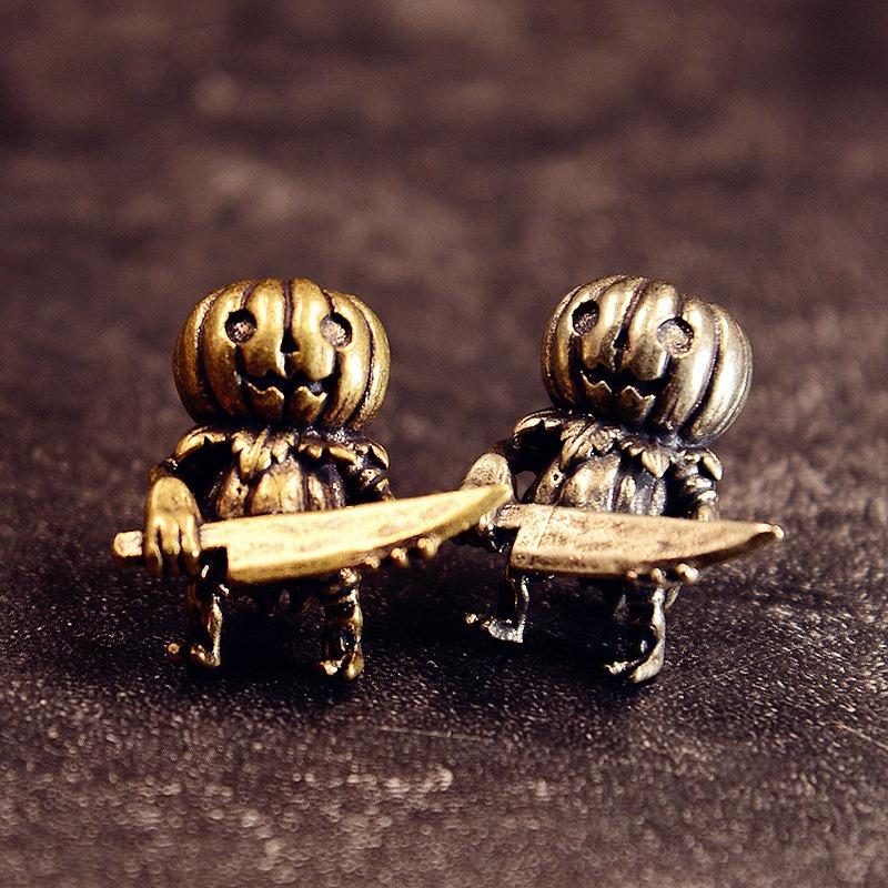 Pumpkin Demon Brass Knife Beads Halloween DIY Woven Lanyard Keychain Pendants Bracelets Charms Jewelry Hangings Accessories