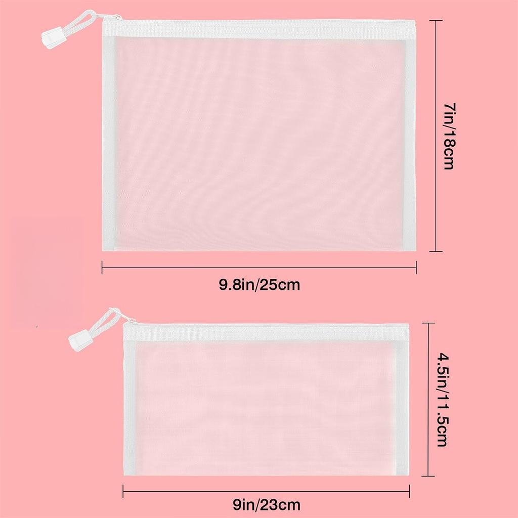 6/12 PCS See-Through Mesh Zipper Pouch Durable Nylon Mini Bag for Travel Makeup Cables Purse Organizer Insert for Toiletries