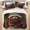 Magic Raccoon Pattern Bedding Quilt Set Quilt Cover Pillowcase Home Decoration Birthday Gift (1 * duvet cover + 2 * pillowcase, without core)