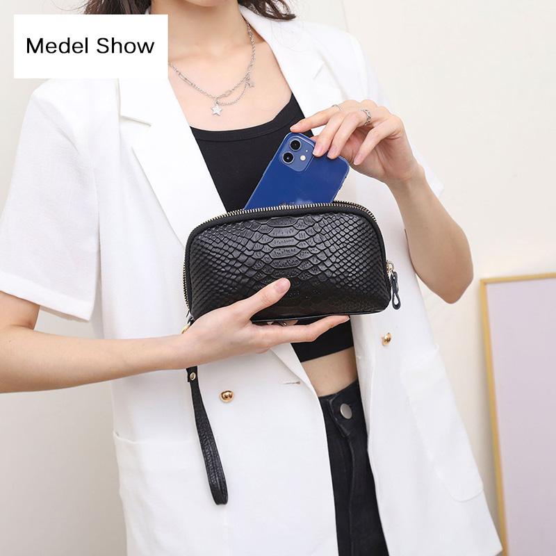 New Snake Embossed Clutch Bag Genuine Leather Women Clutches Diamond Quilted Long Cowhide Wallet Alligator Embossed Phone Purse