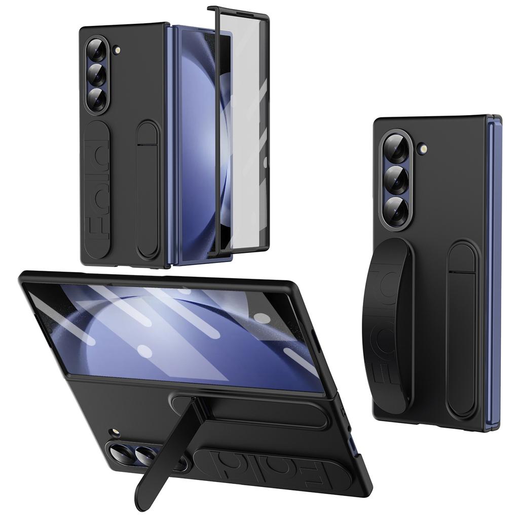 Til Samsung Galaxy Z Fold5 5G-deksel, støttebeskytter, armbånd, PC-telefondeksel med herdet glassfilm