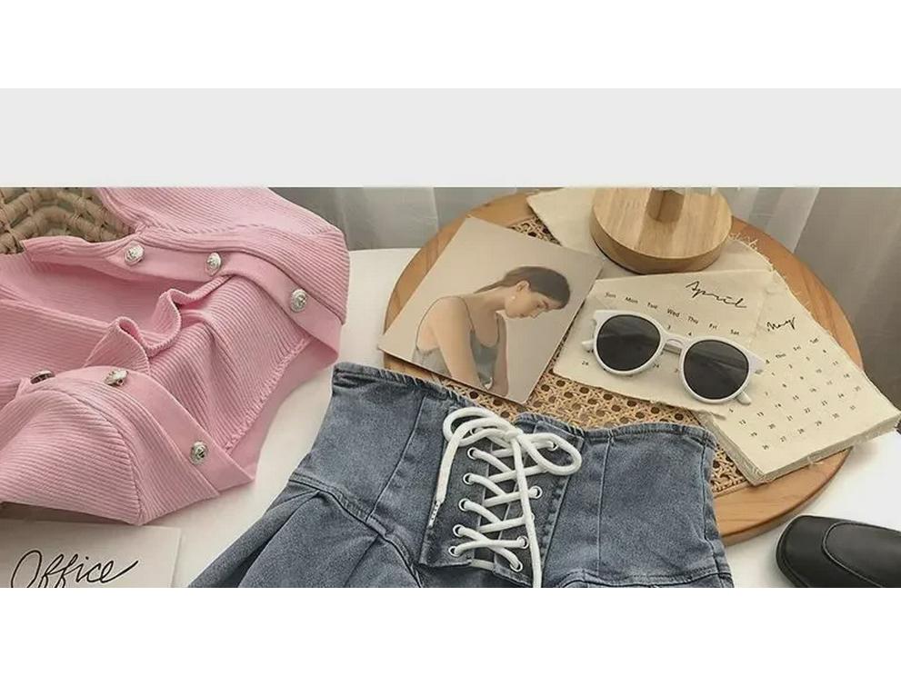 2024 Summer Slim A-Line Denim Pleated Skirt for Students