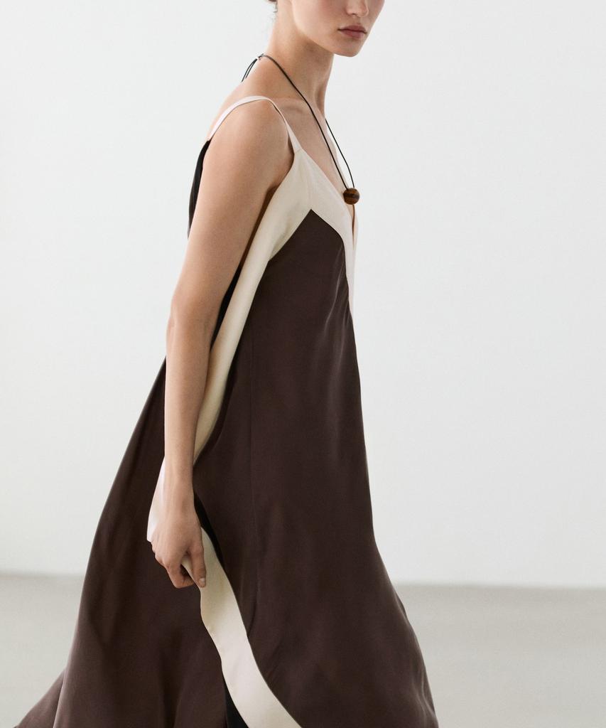 Masimodutti Fluid Midi Dress With Contrast Details