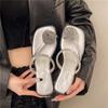 French thick heel rhinestone cool slippers women's shoes wear 2025 new summer fairy style temperament cool slippers