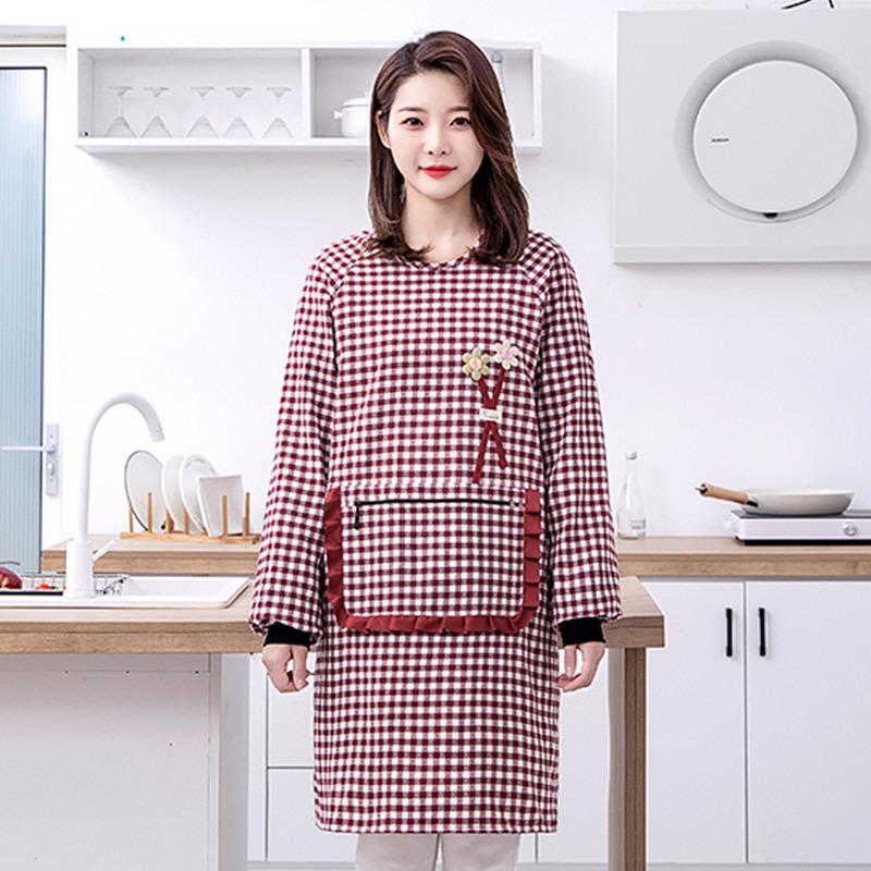Women s Long-Sleeve Cotton Apron - Breathable & Lightweight for Kitchen Work