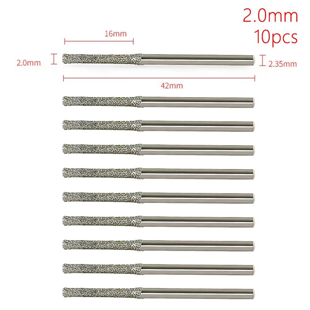 

10Pcs 0.8-2.5mm Polishing Head Silver Grinding Burr Bits Glass Jade Amber Jewelry Diamond 10Pcs 2.0mm