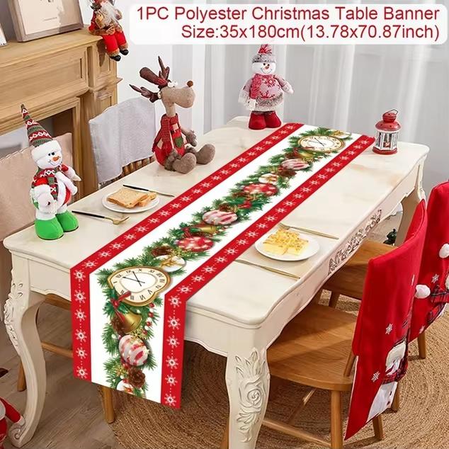 Christmas Table Runner Merry Christmas Decoration for Home Table 2026 Xmas Ornament Navidad Notal Noel Happy New Year Gifts 2026