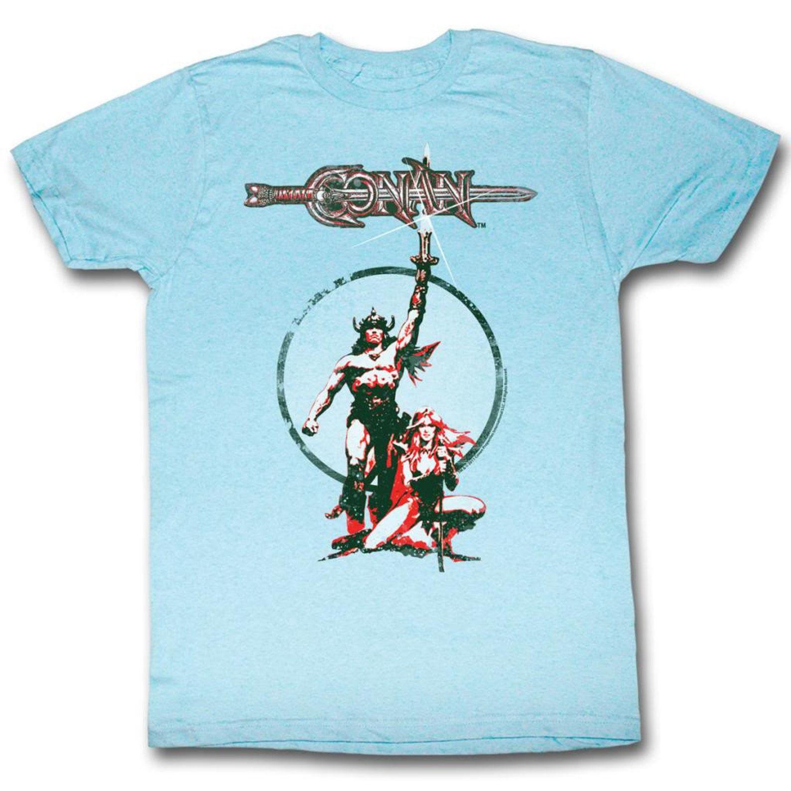 Conan The Barbarian Movie Poster Light Blue Heather Adult T-Shirt 3XL