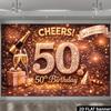 2D Rose Gold 50th Birthday Backdrop Shiny Diamond Number 50 Photography Banner