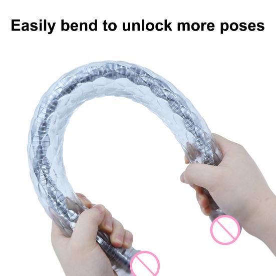 Flexible Double Headed Dildo Realistic Bendable Strap-On Toy for Couples Long
