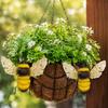 Patio Hanging Ornament 2PCS 3D Metal Bee Wall Art Decor, Iron Sculpture Backyard Fence Decoration Ornament, Weatherproof Outdoor Decor for Yard Garden