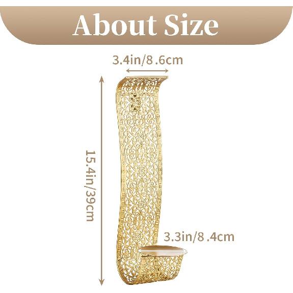 Sziqiqi Gold Candle Sconces Wall Decor Set of 2 - Rustic Pillar Wall Candle Holder for Farmhouse Vintage Hallway Wall Decor Decorative Bathroom Metal