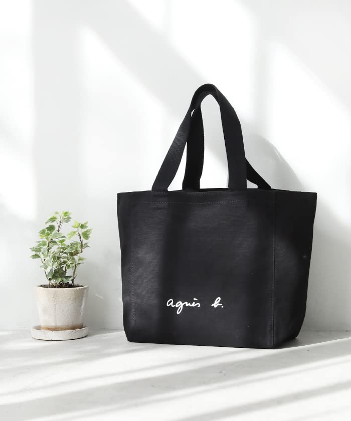 agnes Logo Tote Bag Web Black b. GO03-01, Exclusive, Women's,