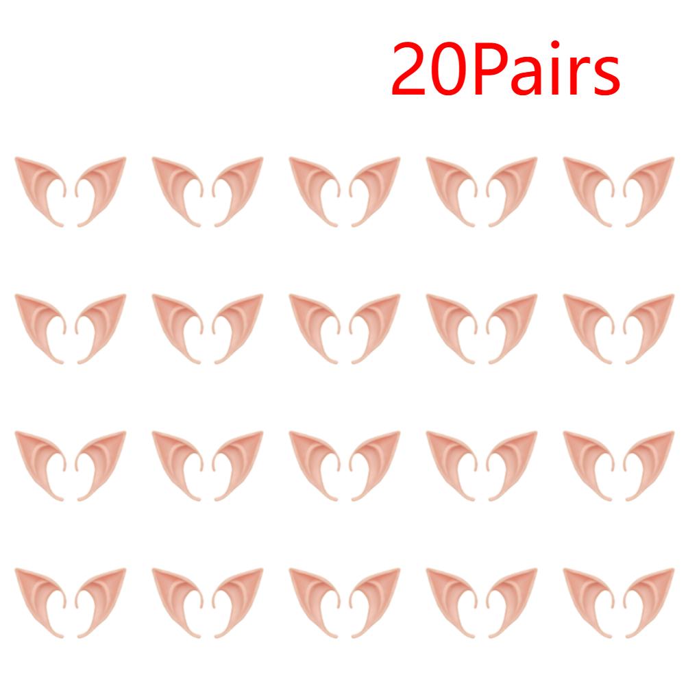 20-1Pairs Halloween Elf Ears Latex Ears for Angel Halloween Cosplay Decoration Masquerade Costume Fairy Photo Props for Girls