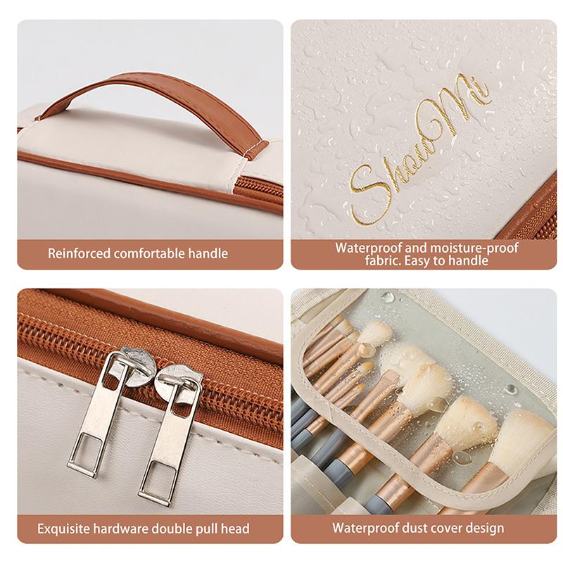 3 In 1 Pu Makeup Storage Bag Portable Large Capacity Multipurpose Washing Cosmetic Bag Freely Split Cosmetic Organizer Bag