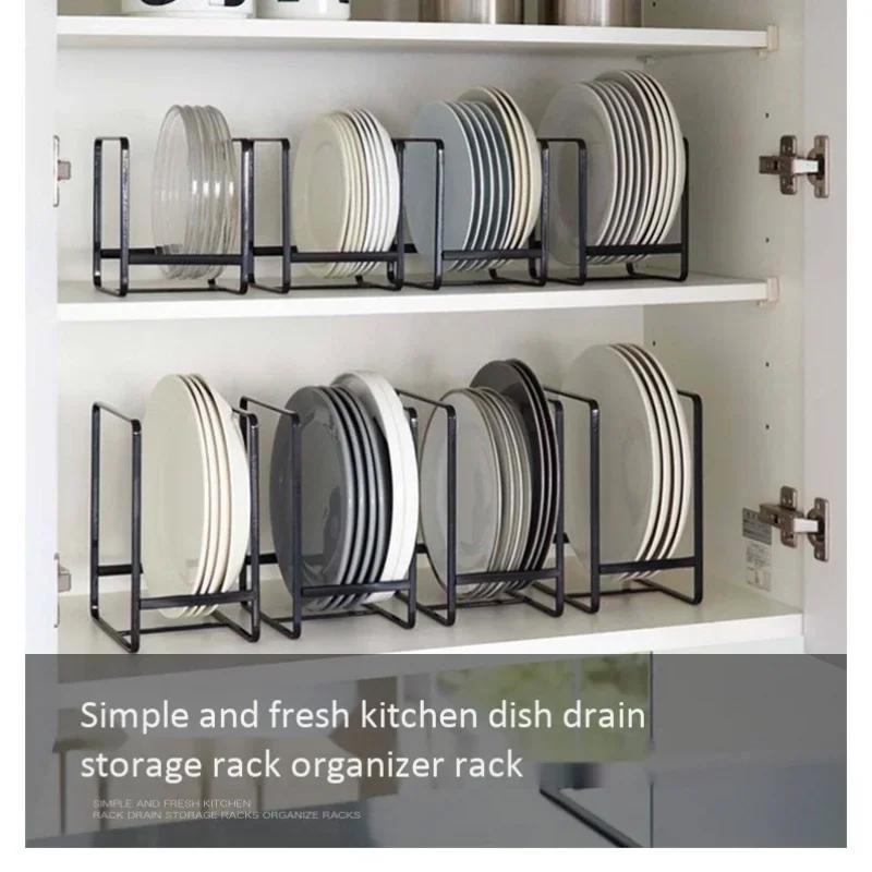 4/2/1pcs kitchen cabinet plate storage countertop dish rack drawer dinner plate partition drain rack layered storage rack