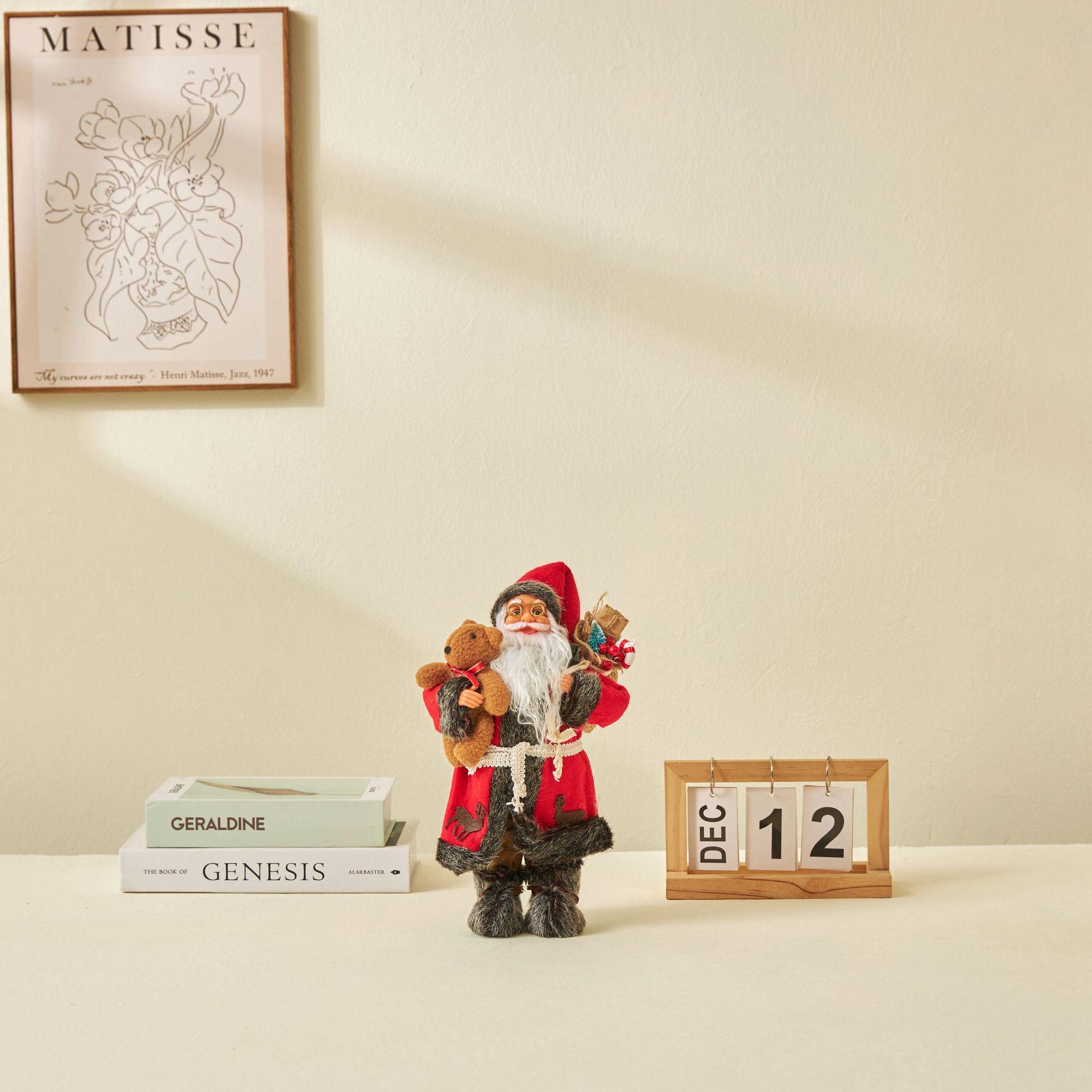 Classic Santa Claus Doll in Teddy Bear Style - Faceless Rudolph Christmas Decoration