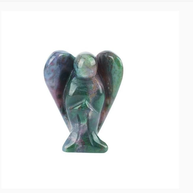Rose Quartz and Jade Angel Carvings - Semi-Precious Crystal Home Decor