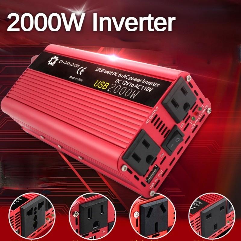 

Портативный автомобильный инвертор высокой мощности, преобразователь питания с двумя USB, бытовой инвертор питания с модифицированной синусоидой 24V-220V 1500W