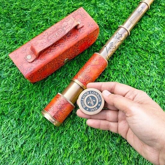 Antique Brass Leather Telescope Pirate Working Nautical Spyglass Marine Scope