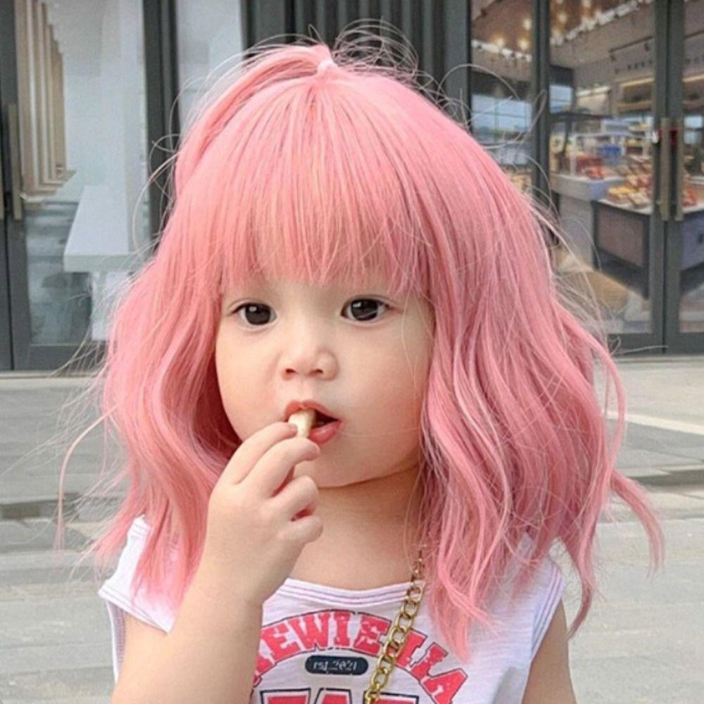 Roztomilá krátká paruka boba pro děti Kudrnatá pokrývka hlavy pro děti Vlasové doplňky Dětský tupé Dívky