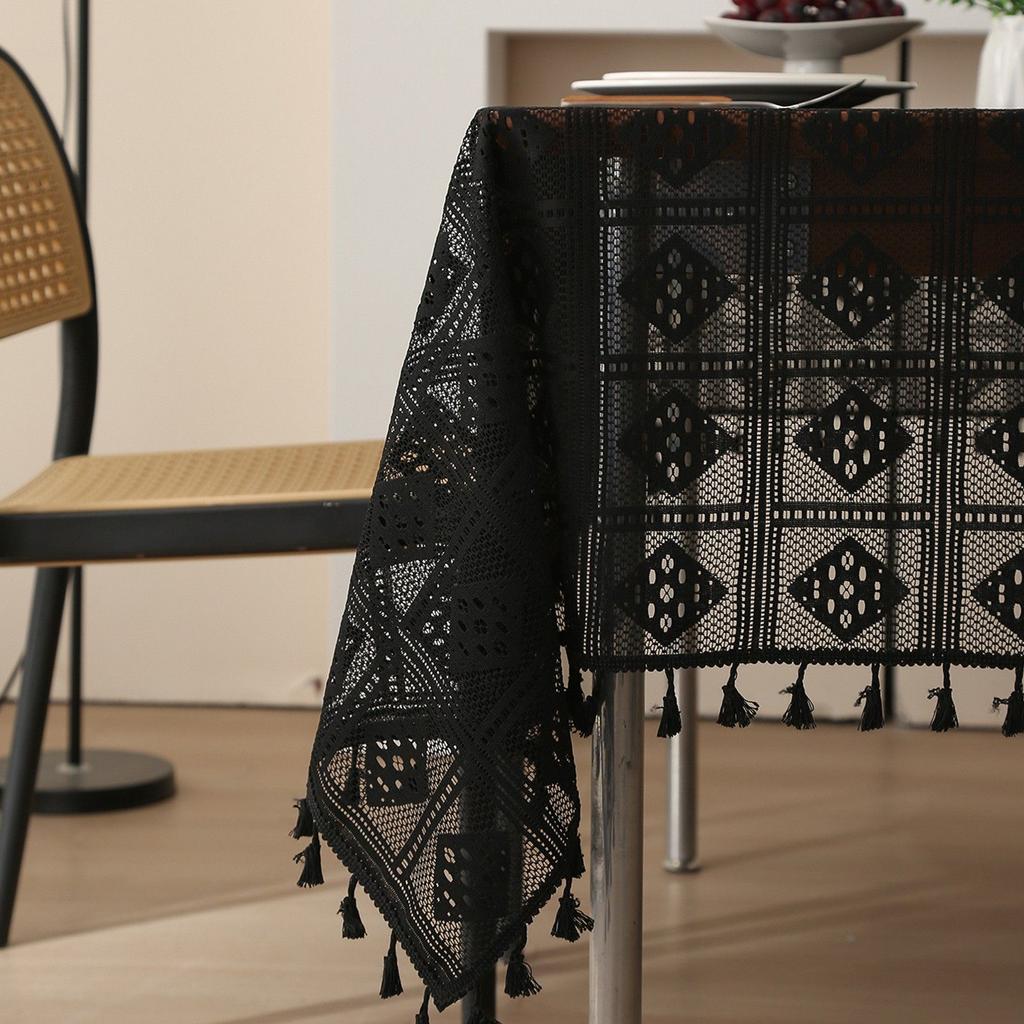 Green Hollow Tablecloth Retro Fabric Dining Table Cloth Tea Table Cover Cloth Rectangular Tablecloth