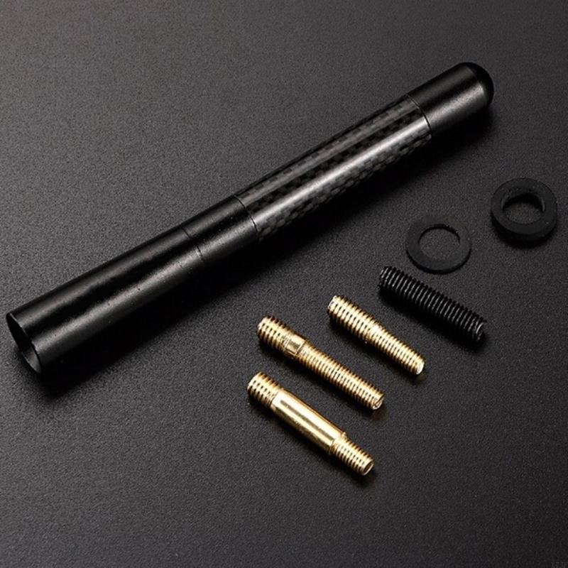 12cm Universal Car Short Radio Antenna Carbon Fiber Black Car Roof Antenna Radio Aerial FM/AM Receiving Antenna for Most Vehicle