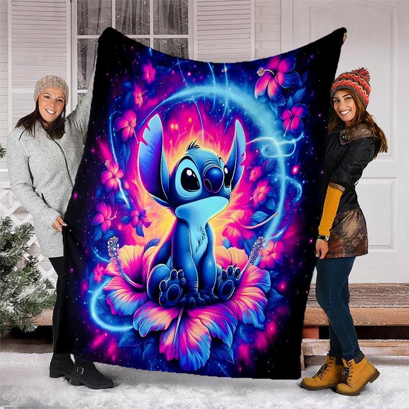 Stitch Love Flannel Fleece Blanket Cozy Warm Throw Blanket For Couch Bed Travel All Season Use