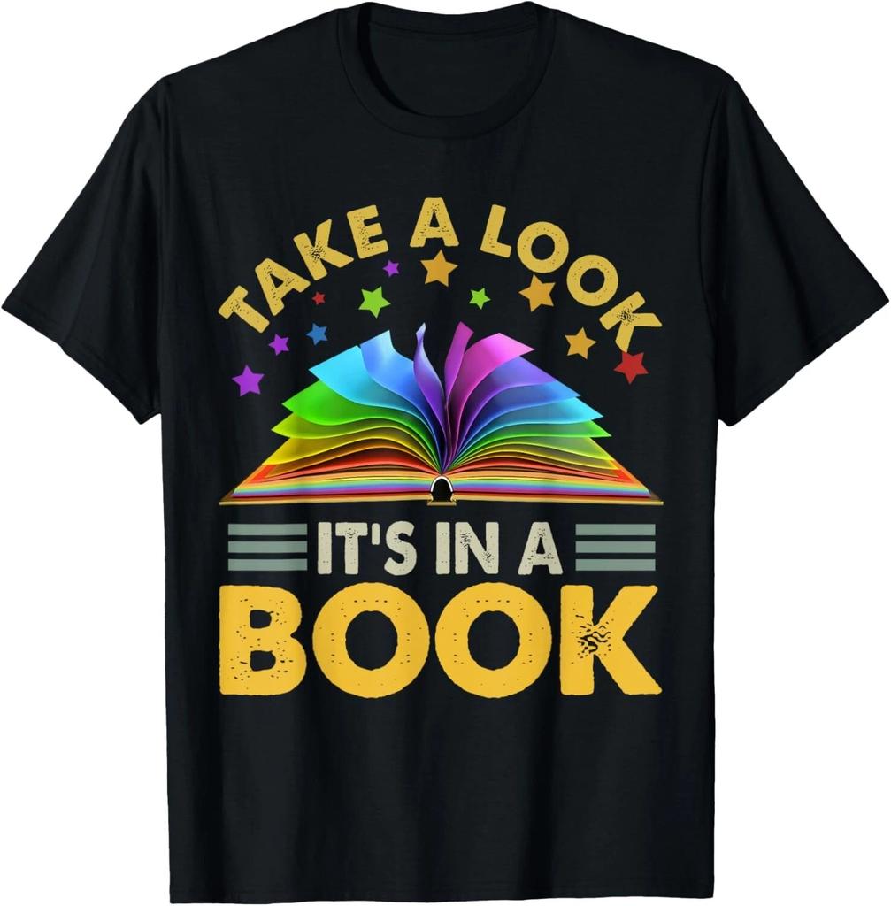 Take A Look It's In A Book Reading Retro Rainbow Vintage Gift Unisex T-Shirt