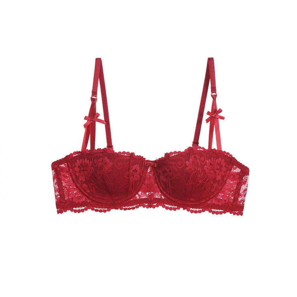 Women's Lace Half Cup Push Up Bra with Lightweight Padding Color
