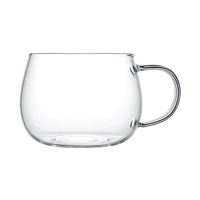 Vertical Stripe Petal Glass Cup with Handle for Milk, Tea, Coffee, and More