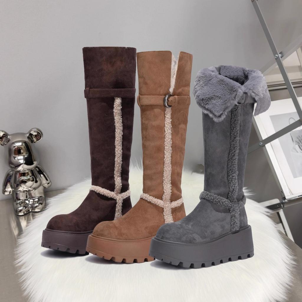 Versatile but knee snow boots women's winter new velvet women's boots two wear thick-soled heightening warm high boots