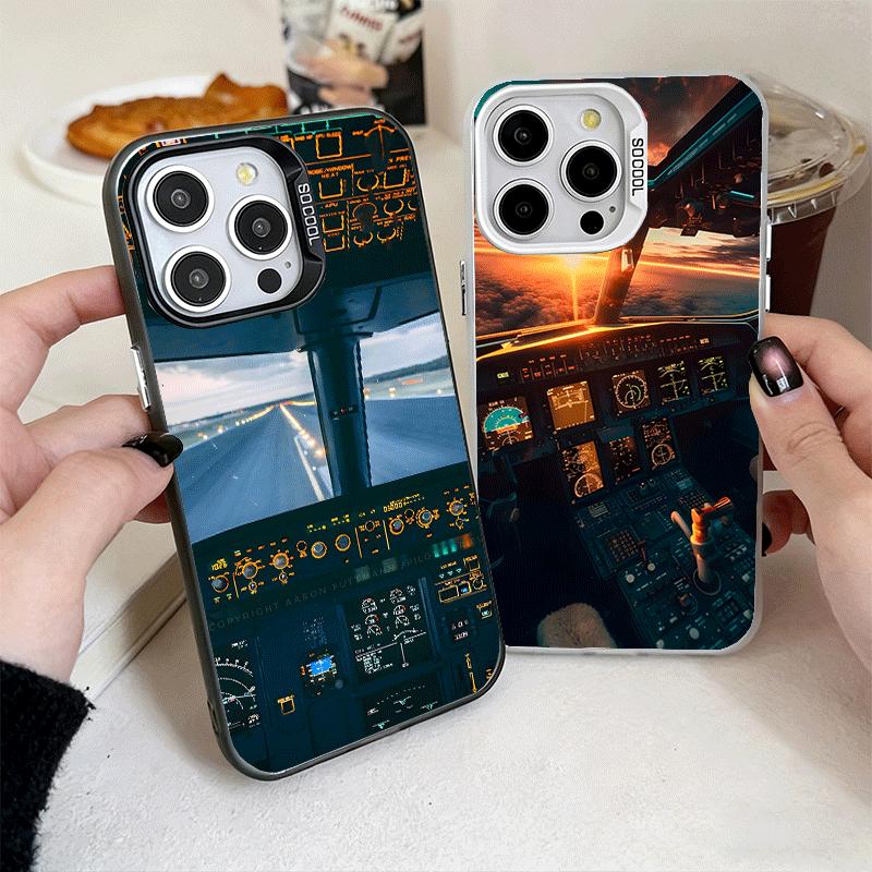 Aviation Aeroplane Pilot Cockpit Soft Phone Case for iPhone 15 16 17 Pro Max 17Air 16E 14 Plus 13 12 Mini Shockproof Cover Back