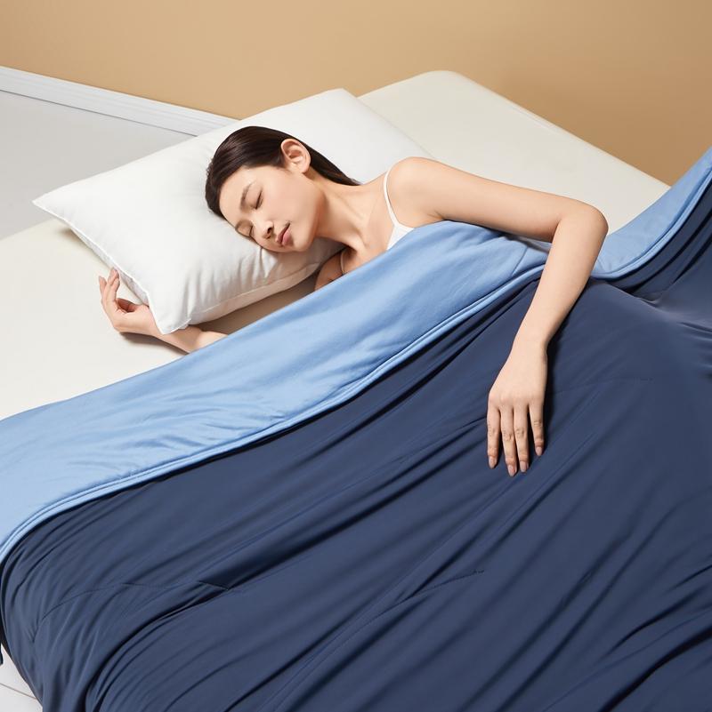 Blue Cooling Summer Quilt,Lightweight Air Condition Comforter,Double Side Cold Blanket For Home 150*200Cm Thin Quilt