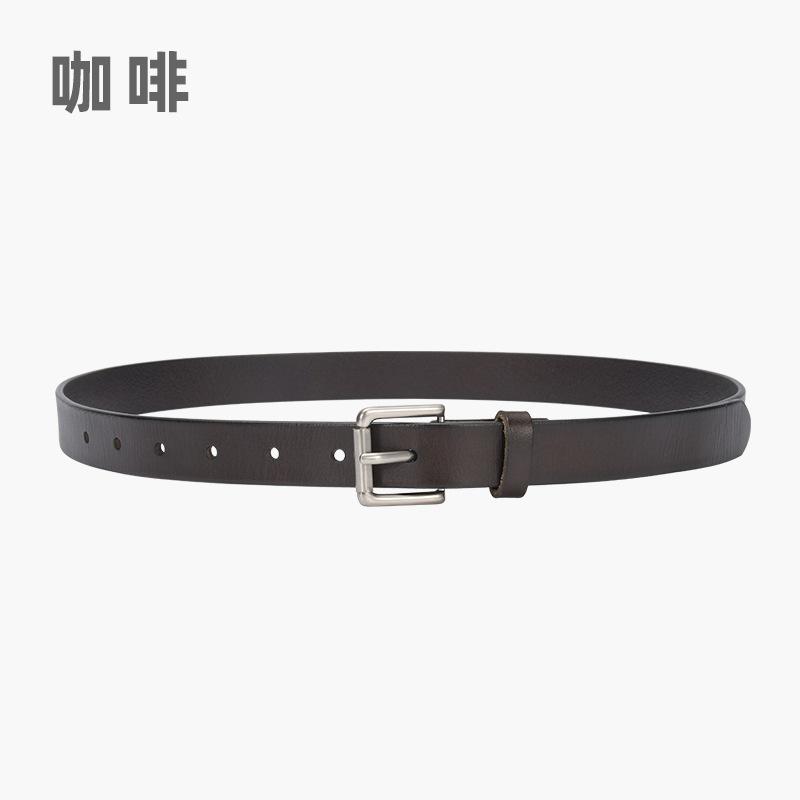 Belt Women'S Leather First Layer Leather Belt Black Square Buckle Cowhide Belt Simple