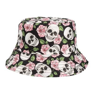 Skull Graffiti Print Bucket Hat Foldable UV Protection Unisex Sun Hat Breathable Lightweight Fisherman Cap Outdoor Activity