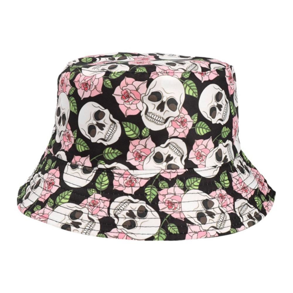 Trendy Skull Graffiti Print Bucket Hat Foldable Breathable Unisex Sun Hat Lightweight Uv Protection Casual Hat Daily Streetwear