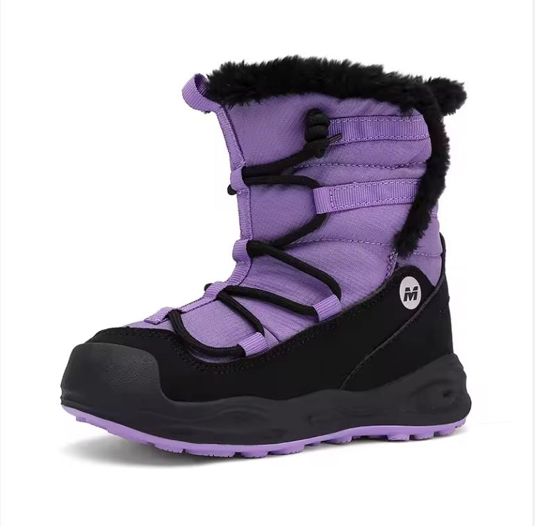 2026 New Children's Snow Boots Winter Plush Thickened Warm Girls Boots Boys Winter Boots Steel Crampons Non-Slip Kids Outdoor Shoes