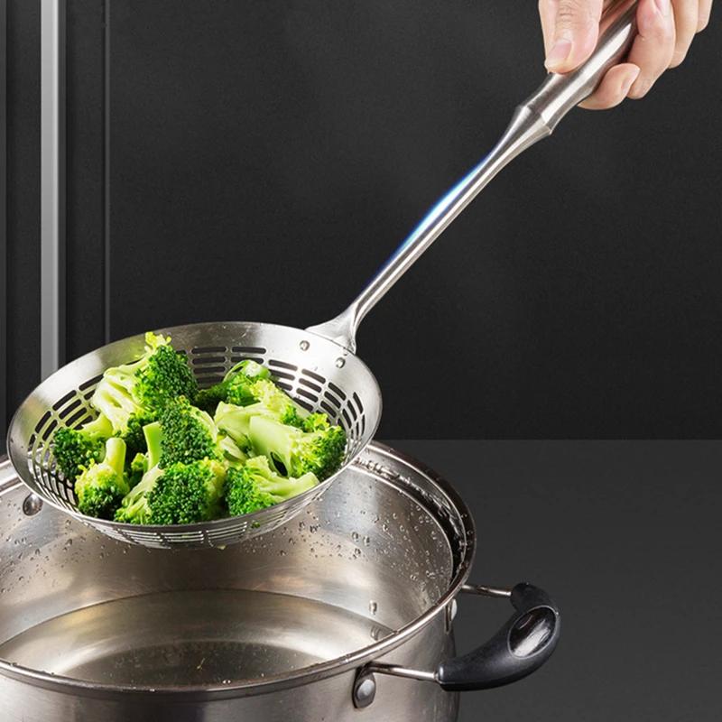 Long Handle Stainless Steel Colander Pasta Hot Pot Oil Filter Strainer Spoon Kitchen Fried Food Net Sieve Spoon Cooking Tools