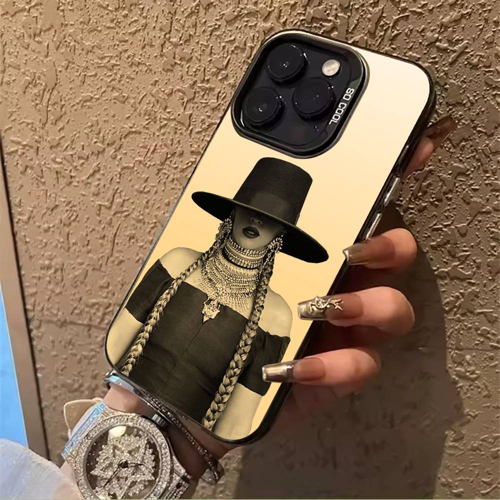 music legend-B-Beyoncé Phone Case For iPhone 17,16,15,14,13,12,11 Plus Pro Max Colored Silver Phone Case