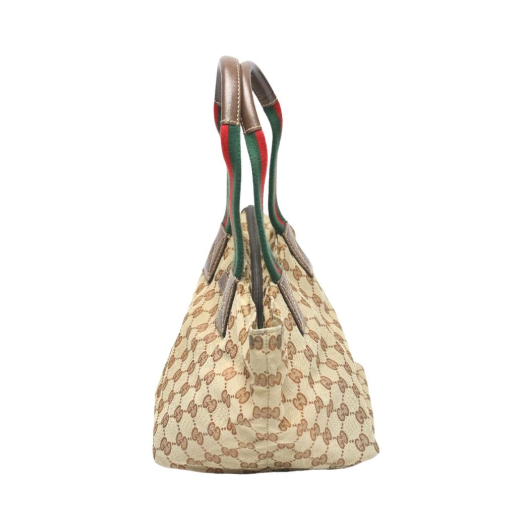 Gucci Sherry Line GG Canvas Handbag Tote Bag Beige Women 131228 Used