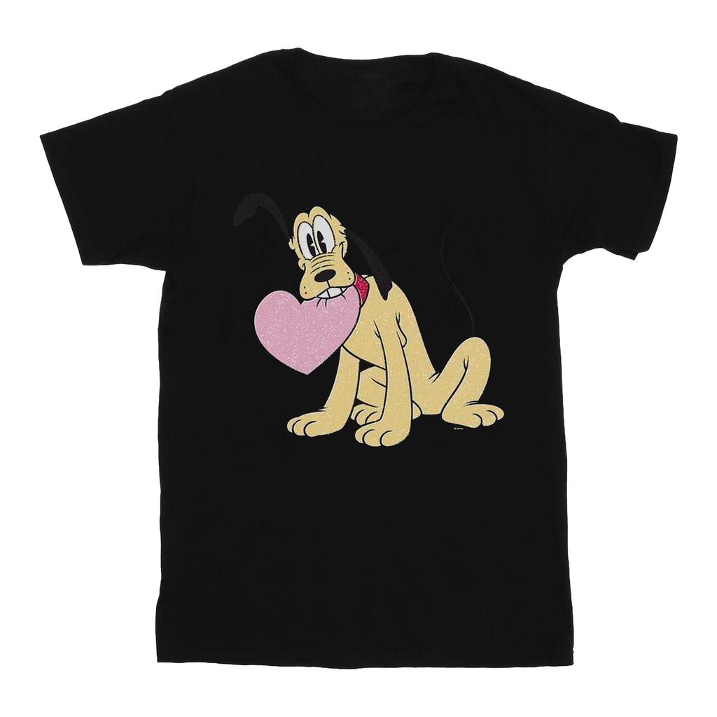 Disney Womens/Ladies Pluto Love Heart Cotton Boyfriend T-Shirt