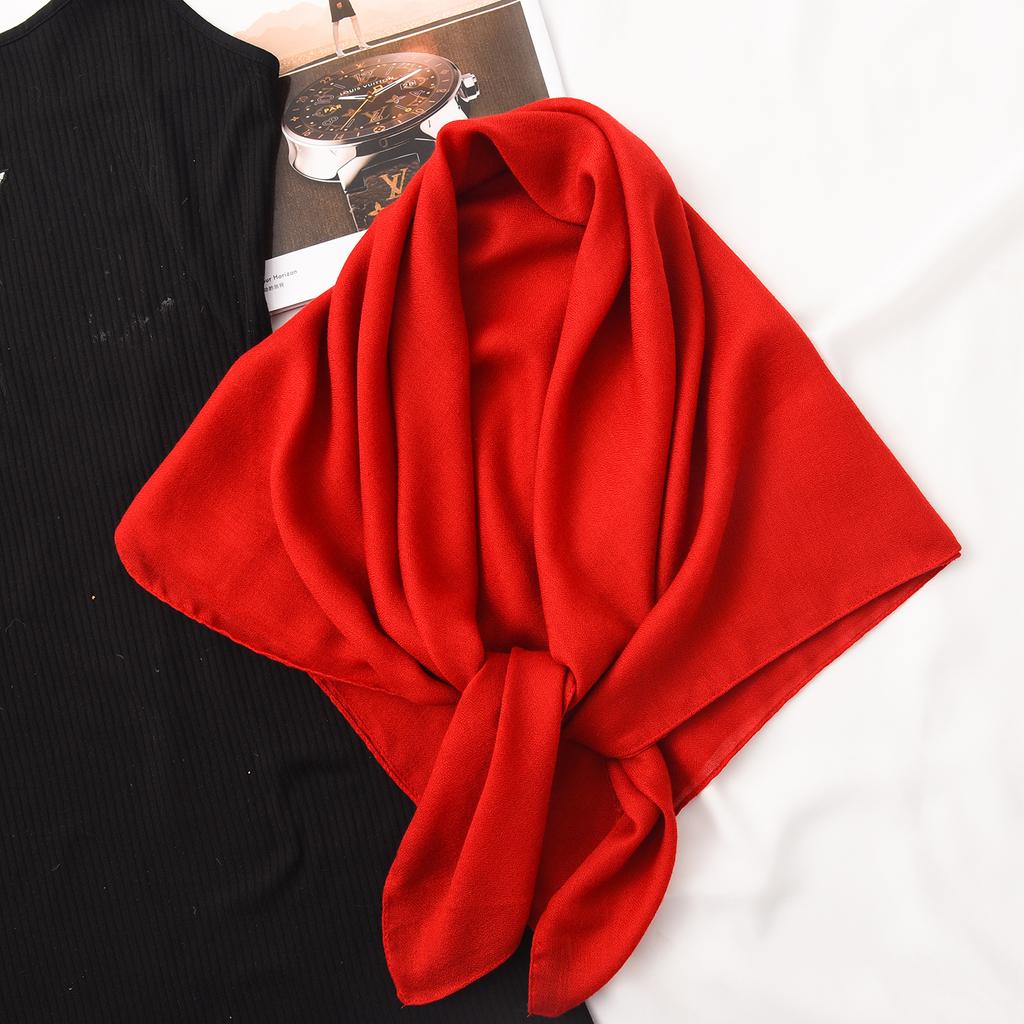 Head Scarf Solid Color Versatile Silk Scarf Women's Summer Air-conditioned Room with Cotton and Linen Shawl Simple Temperament Scarf