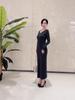 Velvet Warm Solid Color Elegant Slimming Socialite Dress