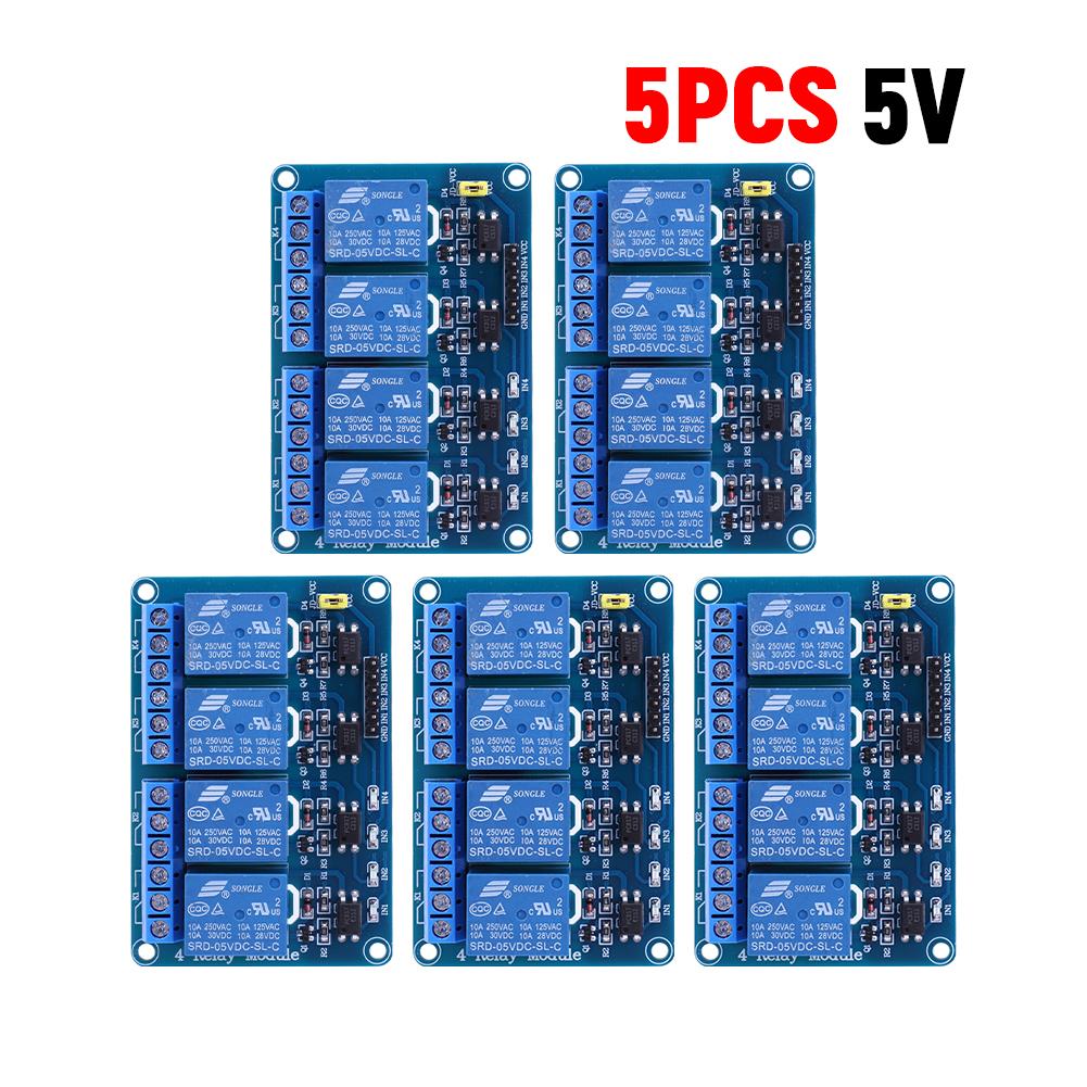 1-5 Stück 4-Kanal-Relaisplatine AVR 51 PIC 5V 12V 4-Kanal-Relaismodul mit Optokoppler-Relais 4-Wege-Relaismodul für Arduino