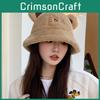 Cartoon Bear Fisherman Hat For Women Cute Warm Polyester Cap For Winter Outdoor Activities