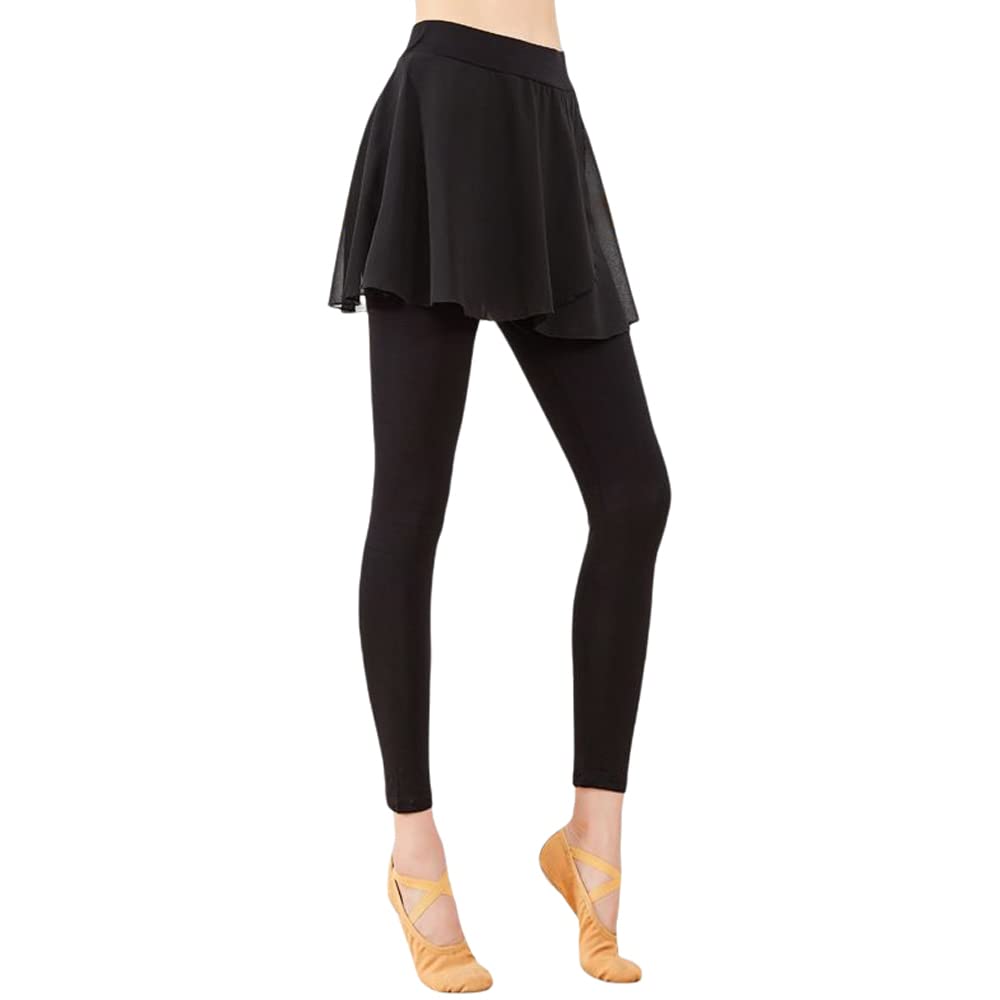 

JASDESIGN Укороченные леггинсы со спортивными штанами для йоги с шифоновой красивой черной укороченной женской юбкой, лосины, юбки, йога, танцы, балет, фитнес,